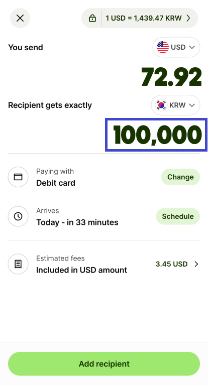 Wise payment step 2